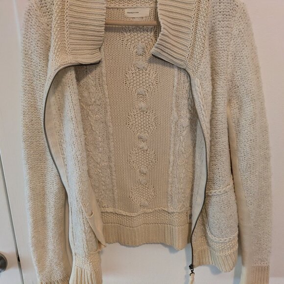 Anthropologie Sleeping On Snow Northbound Ivory Zip Up Cardigan - Picture 12 of 16